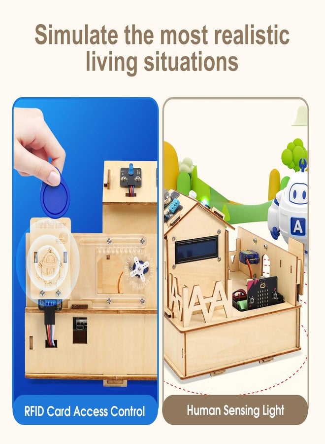 ايسبوت مجموعة ACEBOTT STEM للأطفال بعمر 12 سنة، مجموعة أساسية للمنزل الذكي (تتضمن Micro:Bit)، ألعاب STEM متوافقة مع Makecode، مجموعة برمجة مع بناء منزل، أجهزة استشعار وتحكم عبر تطبيق، هدية للأولاد والبنات - Image 4